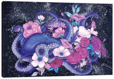 Magic Ocean The Octopus Canvas Art Print - Embellished Animals