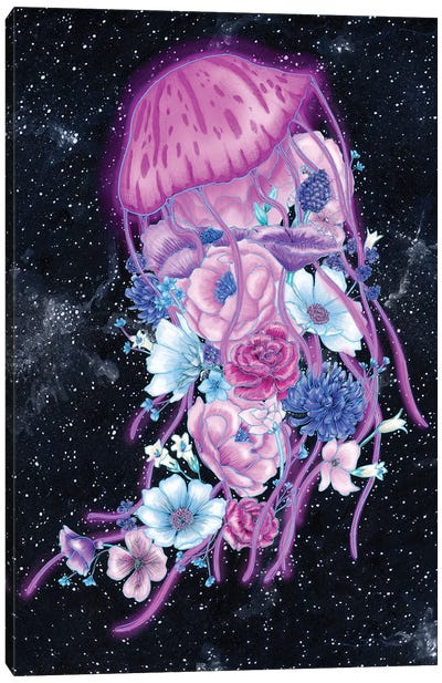 Magic Ocean The Jellyfish Canvas Art Print - Embellished Animals