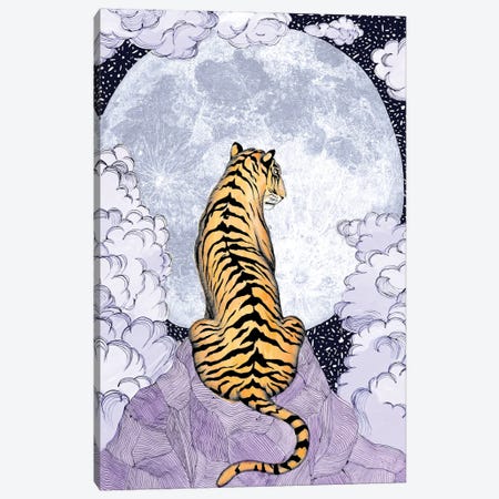 Tiger Moon Colour Version Canvas Print #EMZ42} by Ella Mazur Canvas Artwork