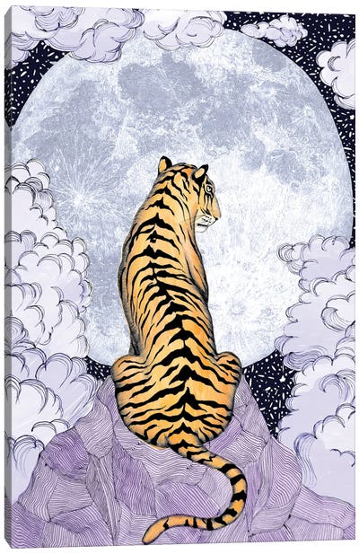 Tiger Moon Colour Version Canvas Art Print - Ella Mazur