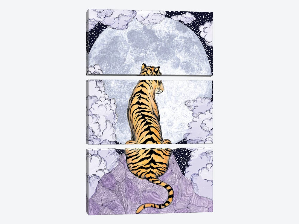Tiger Moon Colour Version by Ella Mazur 3-piece Canvas Artwork