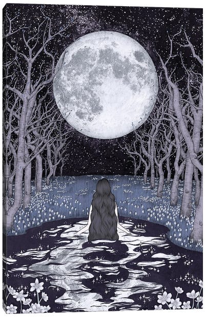 The Moonlight Bather Colour Version Canvas Art Print - Ella Mazur