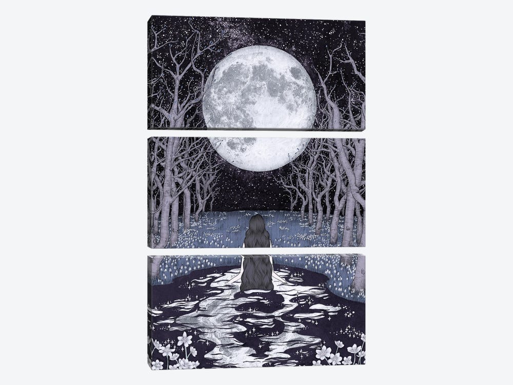 The Moonlight Bather Colour Version by Ella Mazur 3-piece Canvas Art Print