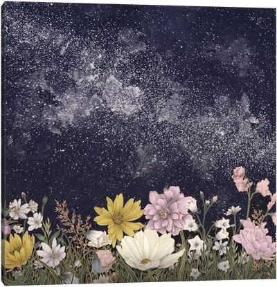 Galaxy In Bloom Colour Version Canvas Art Print - Ella Mazur