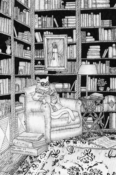 Interiors: The Cat's Library by Ella Mazur