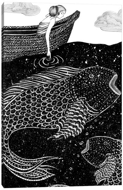 The Shimmering Sea Lights Canvas Art Print - Koi Fish Art