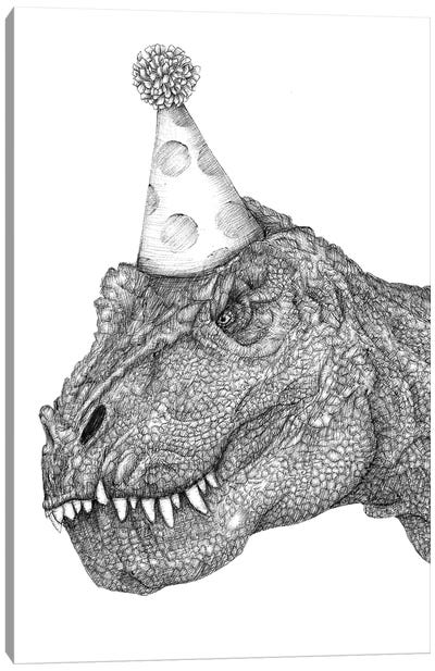 Party Dinosaur Canvas Art Print - Tyrannosaurus Rex Art