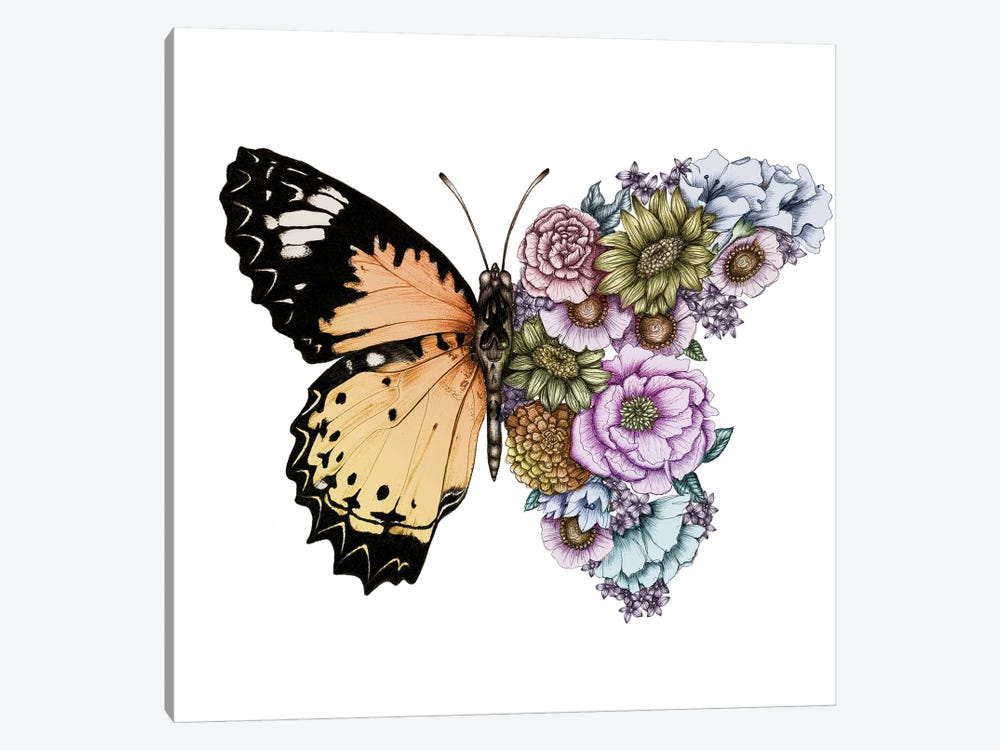 Butterfly In Bloom Colour by Ella Mazur 1-piece Canvas Art