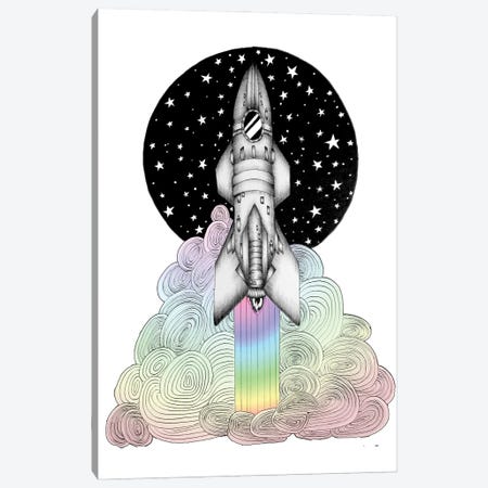 Super Magic Rainbow Dream Rocket Canvas Print #EMZ84} by Ella Mazur Canvas Print