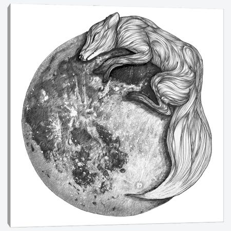 Moon Fox Canvas Print #EMZ87} by Ella Mazur Art Print