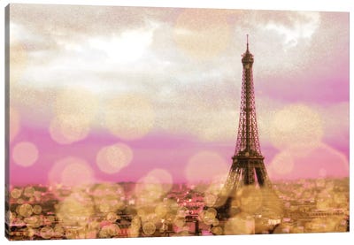 Paris Sparkles Canvas Art Print - Pink Art