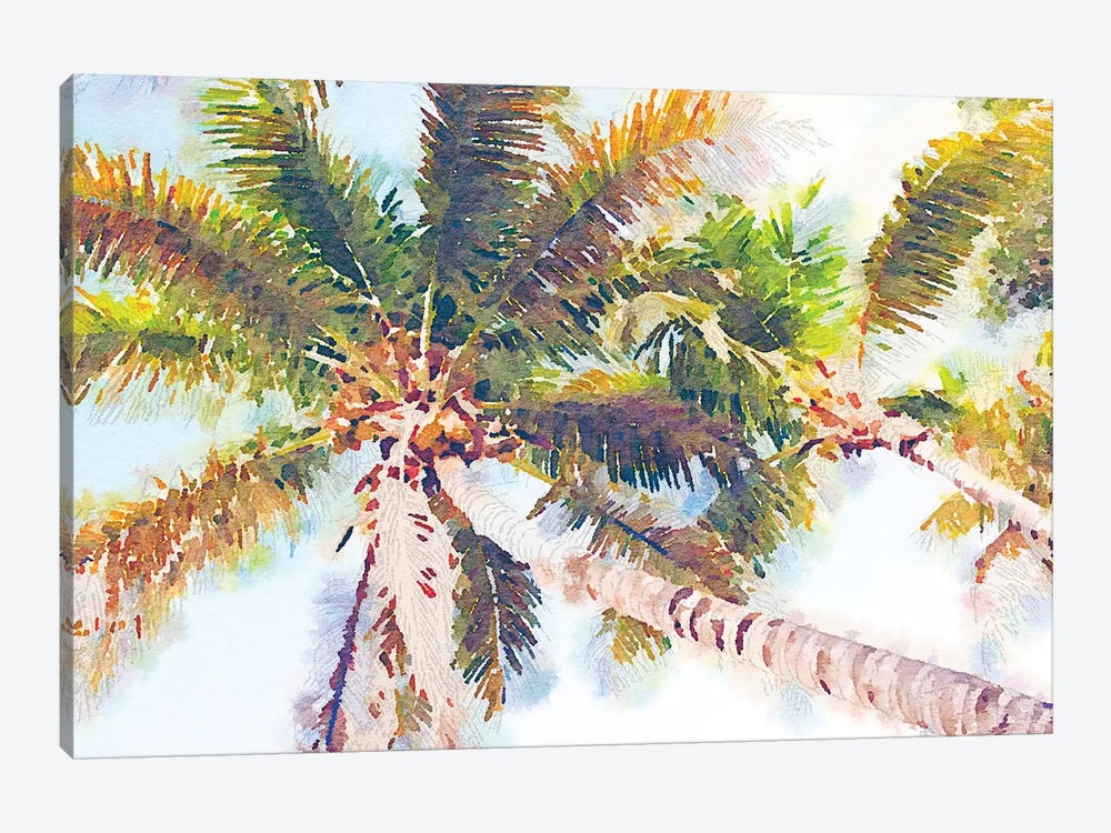 Sideway Watercolor Palms Ii Canvas Art Print By Emily Navas | Icanvas
