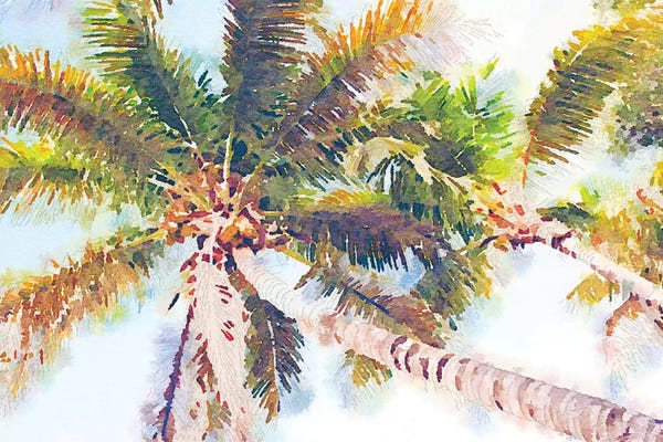 Emily Navas: Sideway Watercolor Palms II by Emily Navas