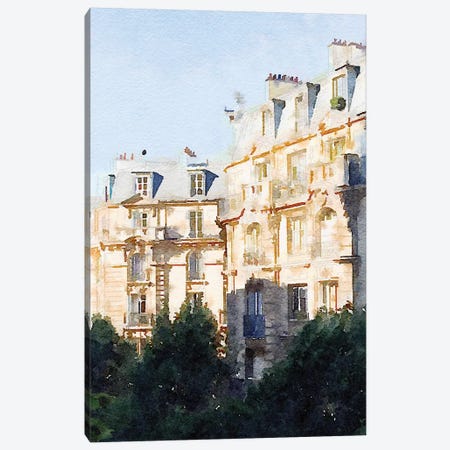 Watercolor Streets of Paris III Canvas Print #ENA53} by Emily Navas Canvas Art