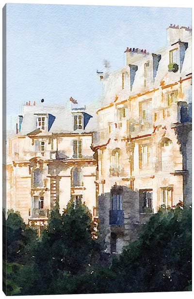 Watercolor Streets of Paris III Canvas Art Print