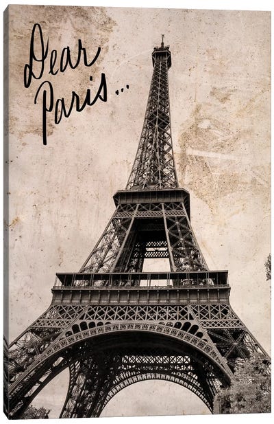 Dear Paris Canvas Art Print - Paris Typography