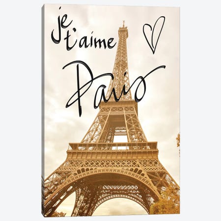 Je T'Aime Paris Canvas Print #ENA57} by Emily Navas Canvas Art Print