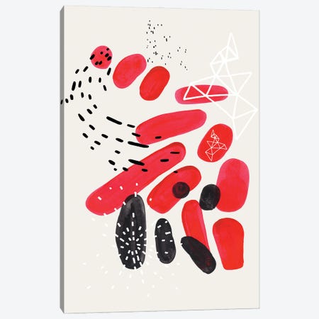 Red Wild Pebbles Canvas Print #ENS129} by EnShape Art Print