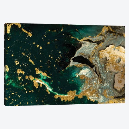 Teal Ocean Marble Canvas Print #ENS13} by EnShape Canvas Art