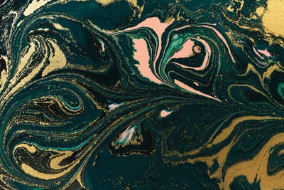 Salmon Gold Green Marble by EnShape canvas print