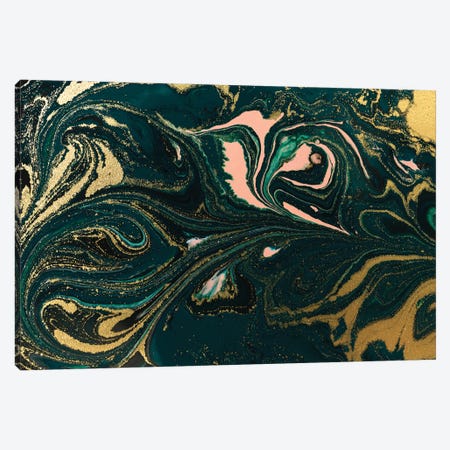 Salmon Gold Green Marble Canvas Print #ENS15} by EnShape Canvas Art Print