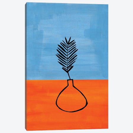 Dusty Blue Orange House Plant Canvas Print #ENS160} by EnShape Canvas Art Print