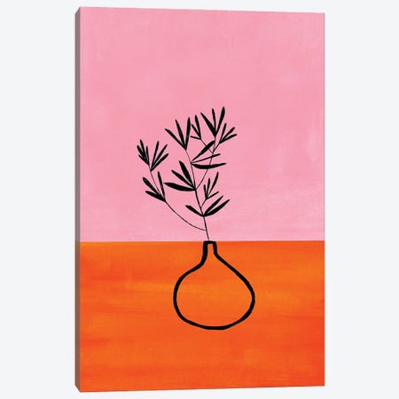 Pink Orange Houseplant Canvas Print #ENS161} by EnShape Art Print