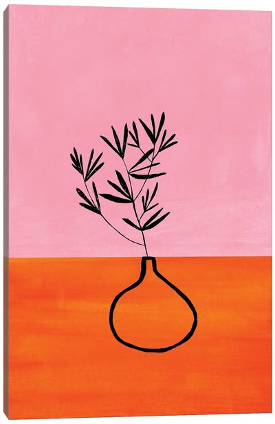 Pink Orange Houseplant Canvas Art Print - EnShape