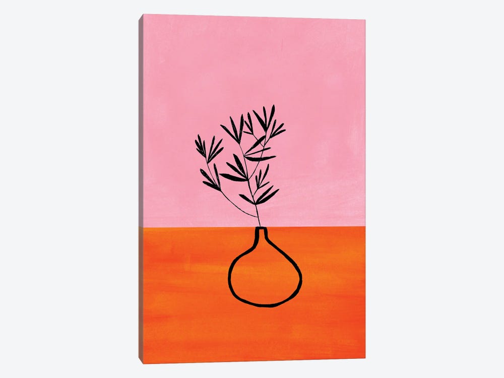 Pink Orange Houseplant by EnShape 1-piece Canvas Wall Art