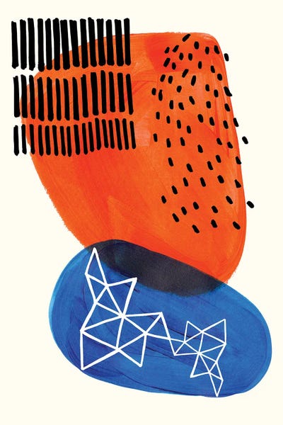 Muted & Modular Abstracts: Orange Blue Sunset Party by EnShape