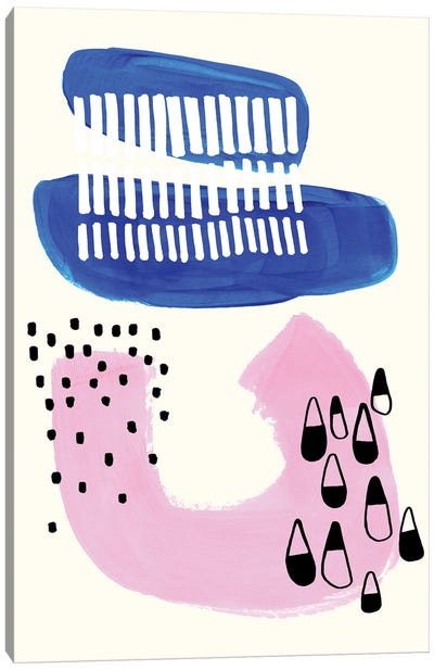 Party Neon Pink Royal Blue Canvas Art Print - EnShape