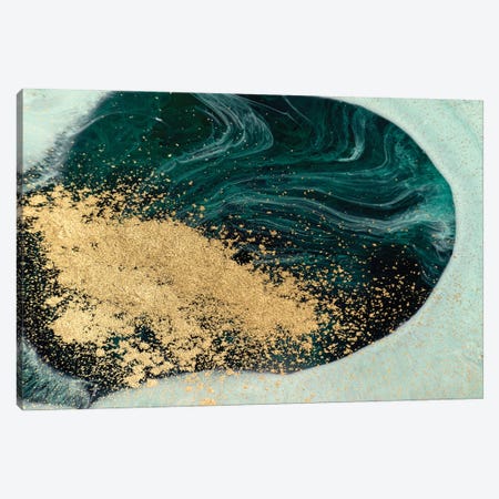 Glitter Teal Blue Marble Canvas Print #ENS17} by EnShape Art Print