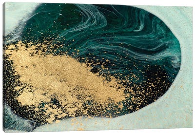 Glitter Teal Blue Marble Canvas Art Print - EnShape