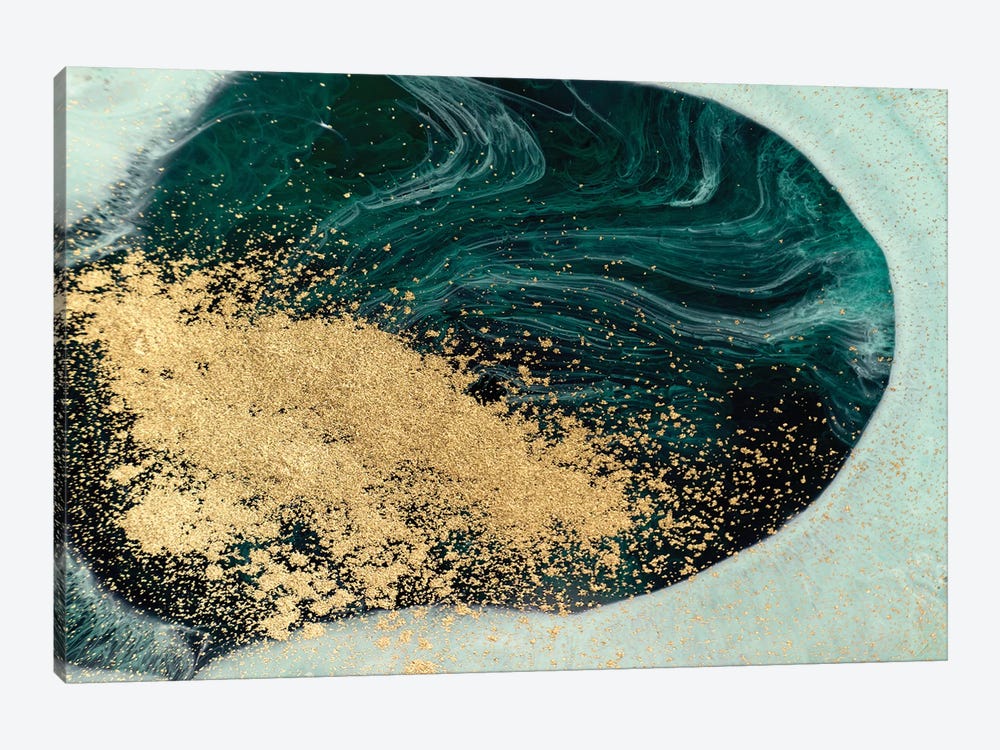 Glitter Teal Blue Marble by EnShape 1-piece Canvas Art