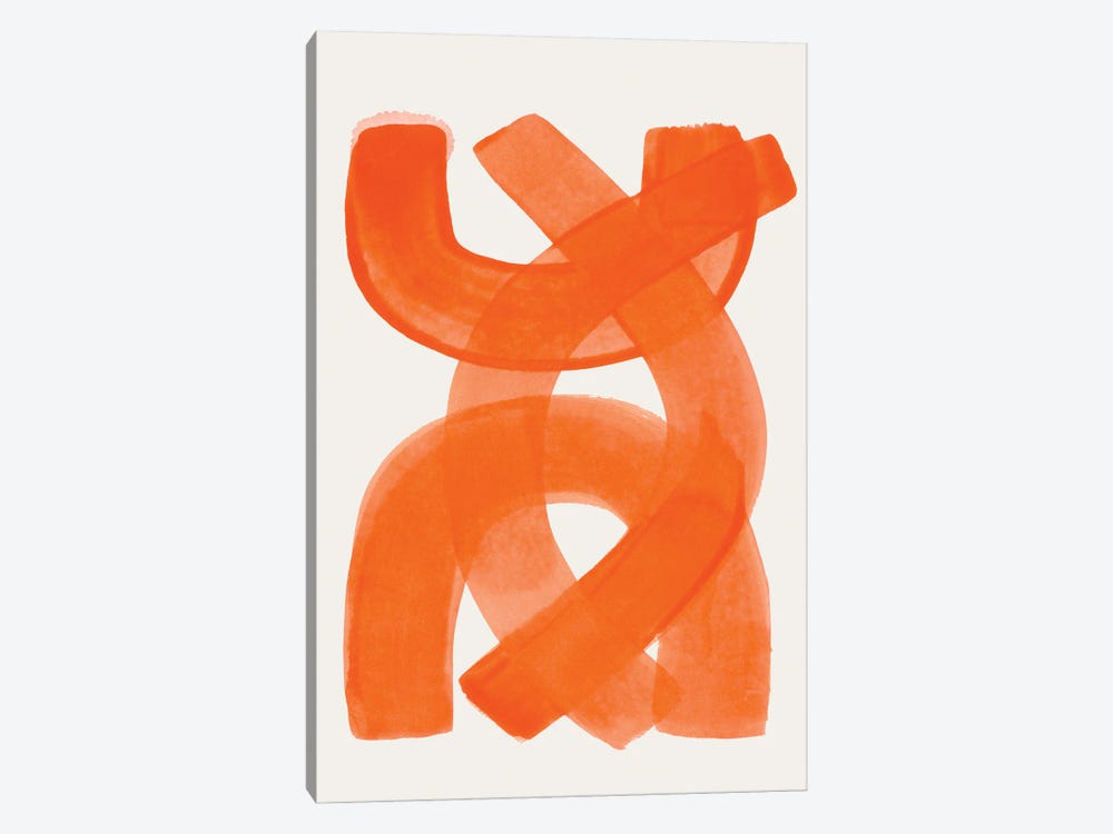Orange Brush Strokes by EnShape 1-piece Canvas Art Print