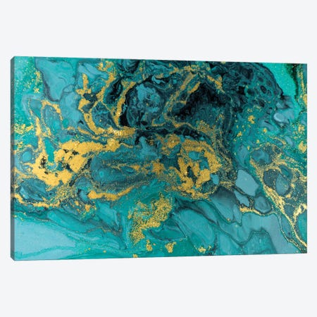 Turquoise Glitter Marble Canvas Print #ENS18} by EnShape Canvas Art