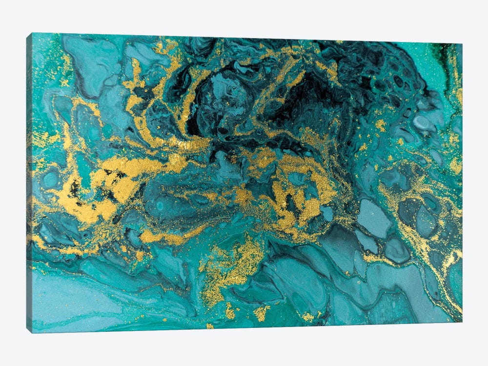 Turquoise Glitter Marble by EnShape 1-piece Art Print