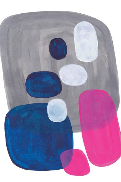 Circular Abstract: Magenta Navy Blue Pebbles by EnShape