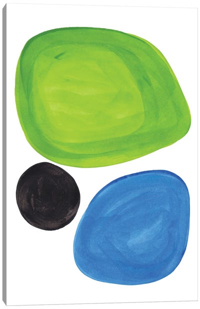 Lime Blue Pebbles Canvas Art Print - Blue & Green Art