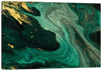 Gold Mine Green Marble Canvas Art Print - Green with Envy