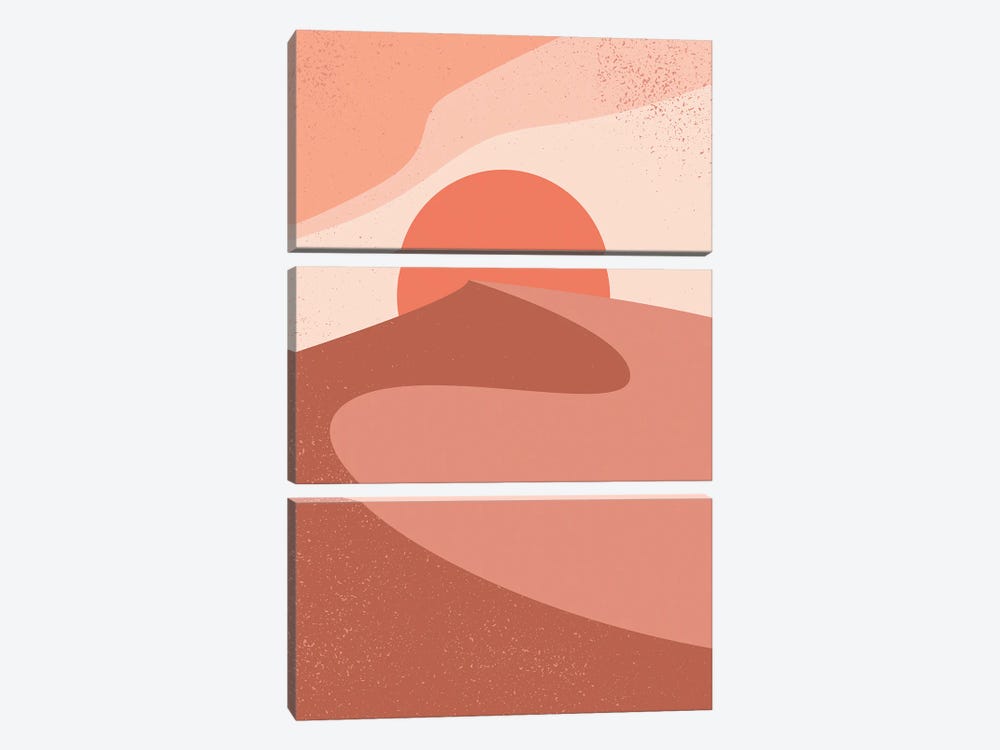 Red Sand Dune Sunset by EnShape 3-piece Canvas Art Print
