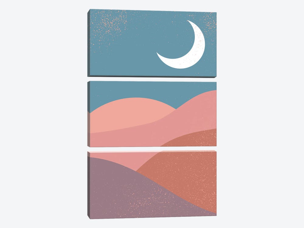 Mid Century Moon Mountains by EnShape 3-piece Canvas Print