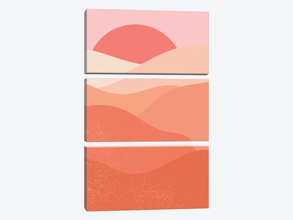 Pastel Red Sunset by EnShape 3-piece Canvas Wall Art