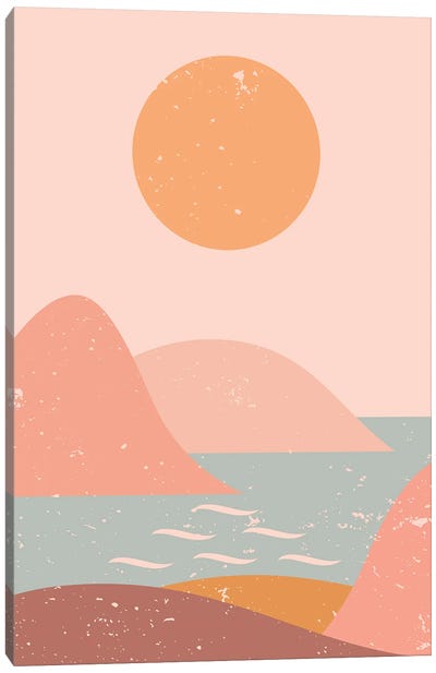 Ocean Mountain Sun Canvas Art Print - Refreshing Workspace