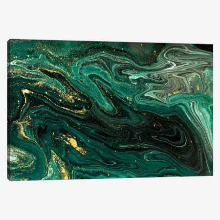 Shimmer Green Marble Canvas Print #ENS23} by EnShape Art Print