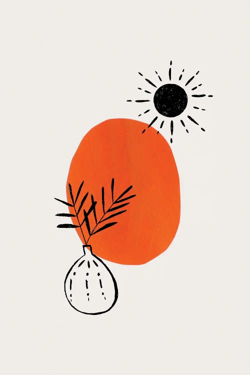 Minimal Orange Plant by EnShape wall art