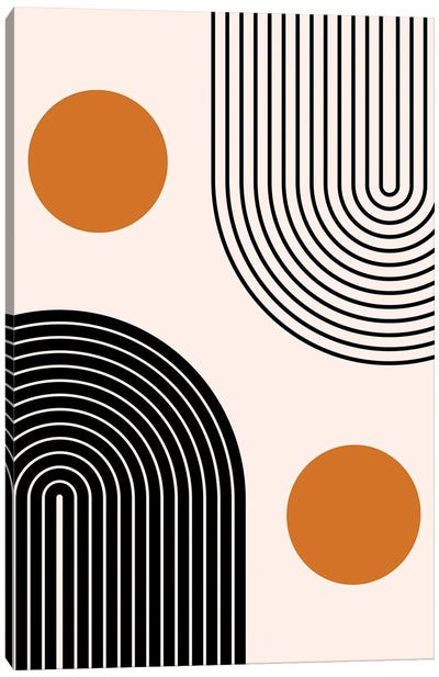 Double Mid Century Nesting Lines Canvas Art Print - Linear Abstract Art