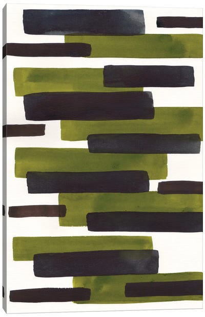 Primitive Olive Stripes Canvas Art Print - EnShape