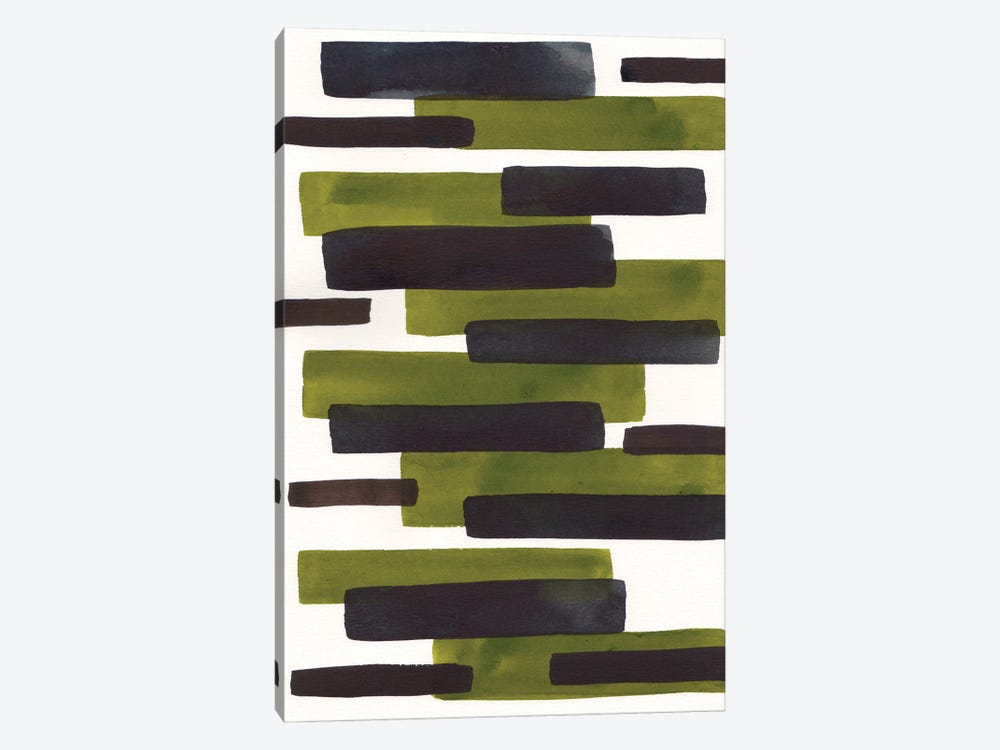 Primitive Olive Stripes by EnShape 1-piece Canvas Print