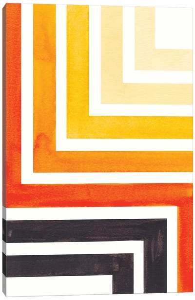 Aztec Orange Pattern Canvas Art Print - Muted & Modular Abstracts